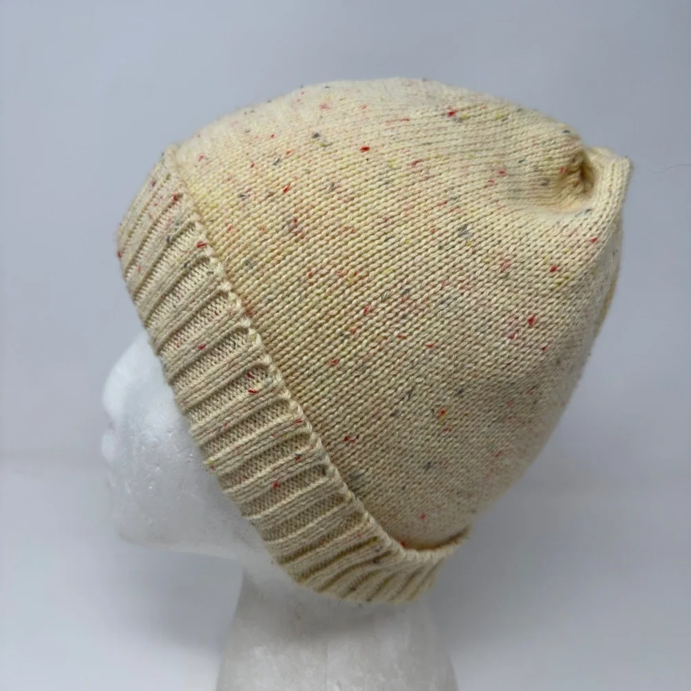 Baby Gap Kids Cream Multi Nep Speckled Fleece‎ Lined Knit Beanie Hat M/L 4-5Y